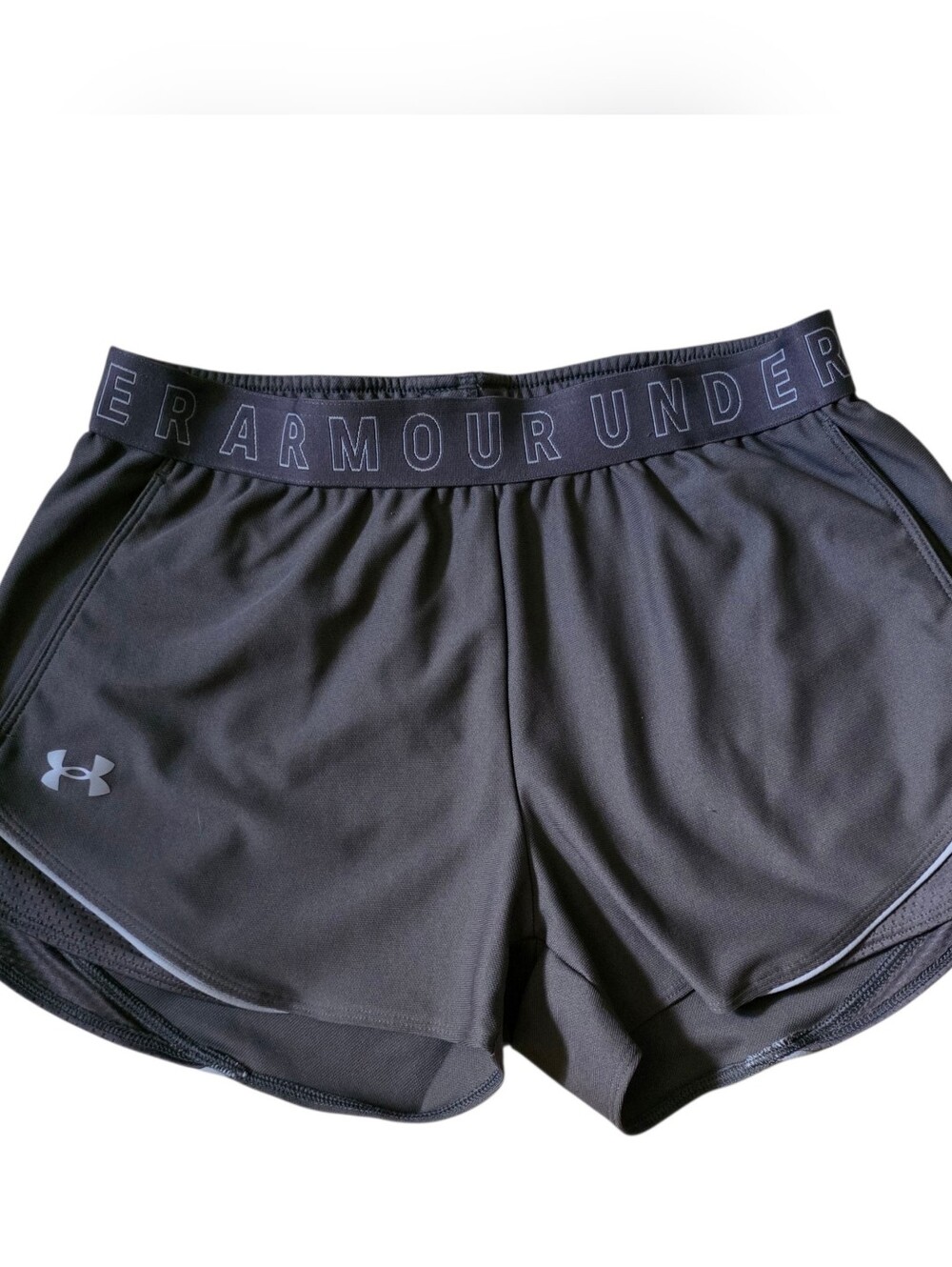 Under Armour Women's Running Shorts Small Gray Loose Fit Athletic Gym